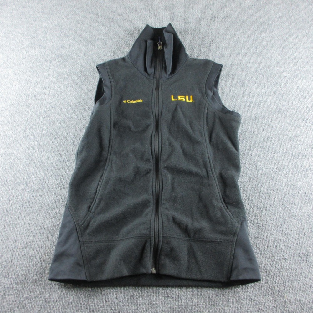LSU Tigers Jacket Womens Medium Black NCAA Football Columbia Fleece Vest